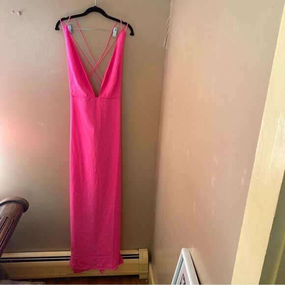 Superdown Lucinda Strappy Maxi Dress in Hot Pink strappy wedding party Revolve - Picture 10 of 12